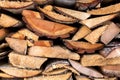 Texture of freshly chopped wood planks stacked in pile Royalty Free Stock Photo