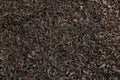 texture and full frame background of flat heap of dry long-term black tea