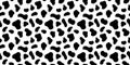 Texture fur dog dalmatian or cow. Animal skin with black ink hand drawn shapes seamless pattern Royalty Free Stock Photo