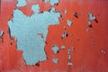 Texture of galvanized iron, painted red. Horizontal texture with red peeling paint
