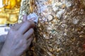 Texture of the gold leaf, Picture from Buddha image Back, gold leaf background