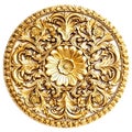 Texture of gold metals flower carved vintage background Ornament of gold plated vintage floral Gold metal plate with classic