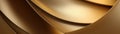 Texture Gold Paper Strict Smooth Curves Minimal Style Panoramic Banner. Generative AI
