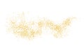 Texture golden crumbs. Gold dust scattering,isolated. Background plume golden. Sand particles grain, sand. Vector