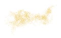 Texture golden crumbs,isolated. Gold dust scattering. Background plume golden. Sand particles grain, sand. Vector