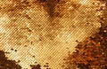 Background texture of gold iridescent scales on fabric