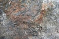 Texture of a gray-brown, multi-colored old solid stone with cracks, bumps and patterns Royalty Free Stock Photo