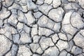 The texture of gray cracked earth, dried volcanic clay with cracks. Ultimate Gray. Natural background, copyspace Royalty Free Stock Photo