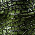 texture of green crocodile leather with seamless pattern. Genuine animal skin background