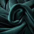 texture of green soft plush velvet fabric with folds and waves close-up, beautiful textile background Royalty Free Stock Photo