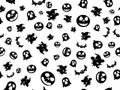 Texture Halloween Black White. ghost, pumpkin, witch, bat. pattern repeated seamless