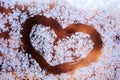 Texture, heart on a frosty window,