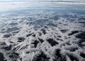 Texture of ice of Baikal in winter