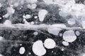 texture ice bubbles air baikal gas hydrogen sulfide nature. Winter background Royalty Free Stock Photo