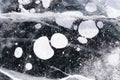 texture ice bubbles air baikal gas hydrogen sulfide nature. Winter background Royalty Free Stock Photo