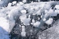 texture ice bubbles air baikal gas hydrogen sulfide nature. Winter background Royalty Free Stock Photo