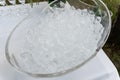 The texture of the ice cubes, frozen cubes of ice. Cocktail ice