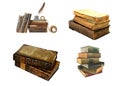 Isolated antique old books on white background Royalty Free Stock Photo