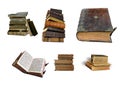 Isolated antique old books on white background Royalty Free Stock Photo