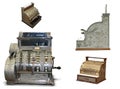 Isolated antique old  cash register on white background Royalty Free Stock Photo