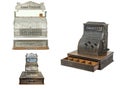 Isolated antique old  cash register on white background Royalty Free Stock Photo