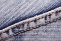 Texture jeans seam close up. hem. Royalty Free Stock Photo