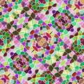 Texture kaleidoscope pattern seamless with purple green and yellow color, abstract pattern Royalty Free Stock Photo