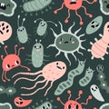 Texture with kawaii infection Bacteria, Virus, Germ