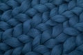 texture of knitted natural wool in blue