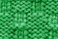 The texture of a knitted sweater. Green pattern