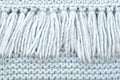 The texture of knitted wool fabric of purl loops with fringe