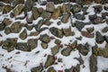 The texture of large stones with snow Royalty Free Stock Photo