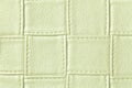 Texture of light green leather background with square pattern and stitch, macro Royalty Free Stock Photo
