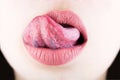 Texture lip, macro, isolated, fashion. Lips care and beauty, texture. Tongue and mouth. Woman lip, female lips