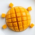 Texture of the mango contrast with the plain white background, Royalty Free Stock Photo