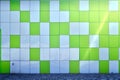 The texture of the metal wall, framed in the form of colored squares of two colors. Modern wall design for the exterior of reside Royalty Free Stock Photo