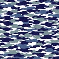 Texture military blue camouflage seamless pattern