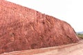 Texture of mountain showing red soil after excavated Royalty Free Stock Photo