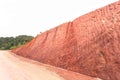 Texture of mountain showing red soil after excavated Royalty Free Stock Photo