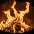 The texture and movement of the fire, accentuating the swirling and Royalty Free Stock Photo