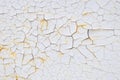 Texture much cracked white paint with rust Royalty Free Stock Photo