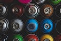 Texture of multi-colored spray cans with paint for graffiti Royalty Free Stock Photo