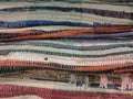 Texture of  multicolored homespun rugs Royalty Free Stock Photo