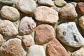 Texture of natural carved solid strong rough textured mineral gray brown stone cobblestone walls of the rock. Stone background Royalty Free Stock Photo