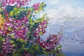 Texture oil painting, flowers, art, painted color image, paint, Royalty Free Stock Photo