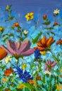 Texture oil painting, flowers art, painted color image, paint wallpaper and backgrounds canvas, artist impressionism Royalty Free Stock Photo