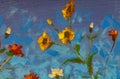 Texture oil painting, flowers art, painted color image, paint wallpaper and backgrounds Royalty Free Stock Photo