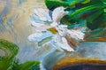 Texture of oil paintings, flowers, painting fragment of painted