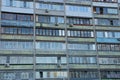 Texture of old balconies and windows on the wall Royalty Free Stock Photo