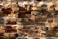 Texture of an old brick wall. Chipped bricks. Royalty Free Stock Photo